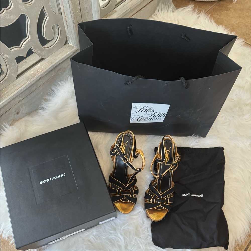AUTHENTIC YVES SAINT LAURENT SUEDE TRIBUTE RIVE GAUCHE PLATFORM HEELS SIZE 39